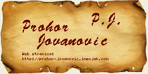 Prohor Jovanović vizit kartica